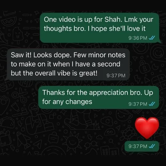 Client message from Justin