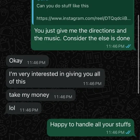 Client message from John